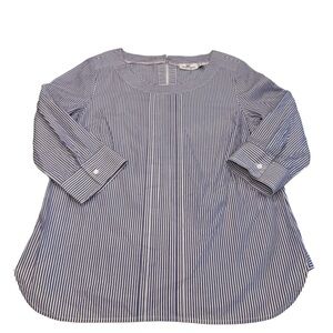 Vineyard Vines Womens Poplin Top Blue & White Stripe Pintuck Pleated Size 6 NWOT